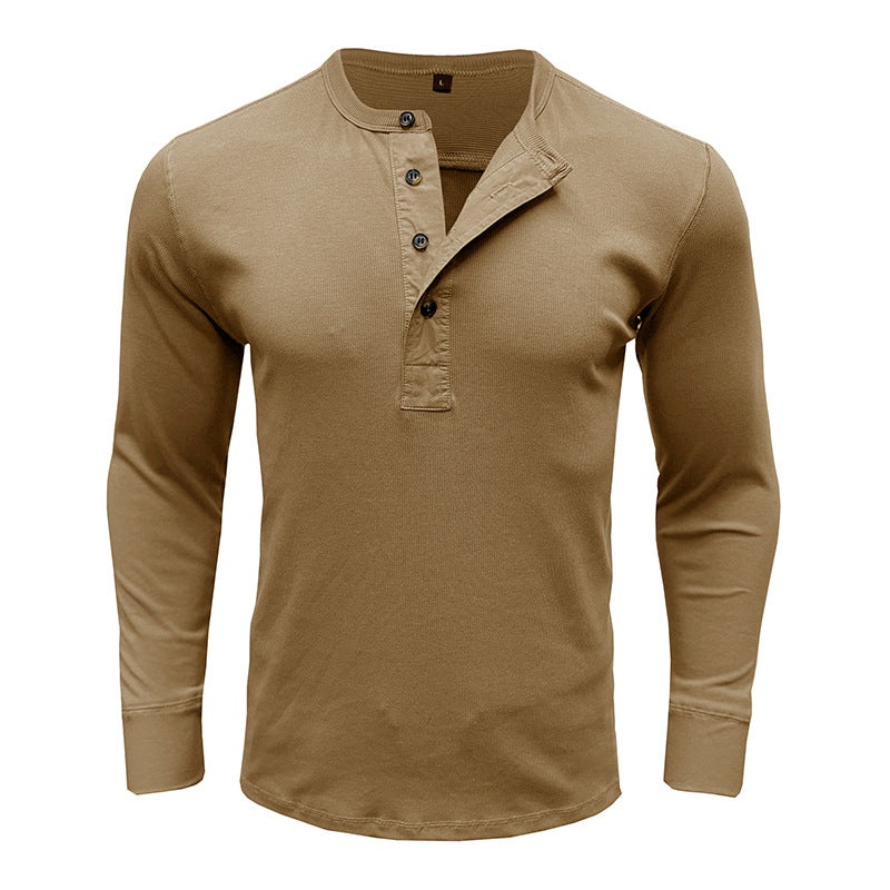 Herren Langarm-Henleyshirt – Baumwollmischung – Regular Fit – Knopfleiste Modern Casual