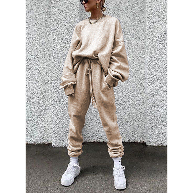 Damen Lounge Set – Lockerer Schnitt – Weicher Baumwollmix – Langarm – Vollständig