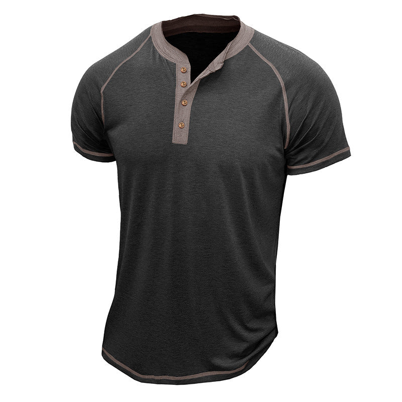 Herren Henley Shirt – Regular Fit – Kurzarm – Cottonmix – Kontrastdetails