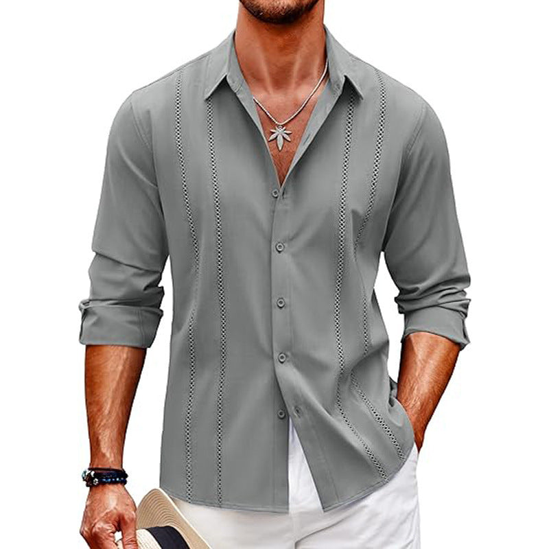 Herren Freizeithemd – Slim Fit – Baumwollmix – Digitaldruck – Knopfleiste