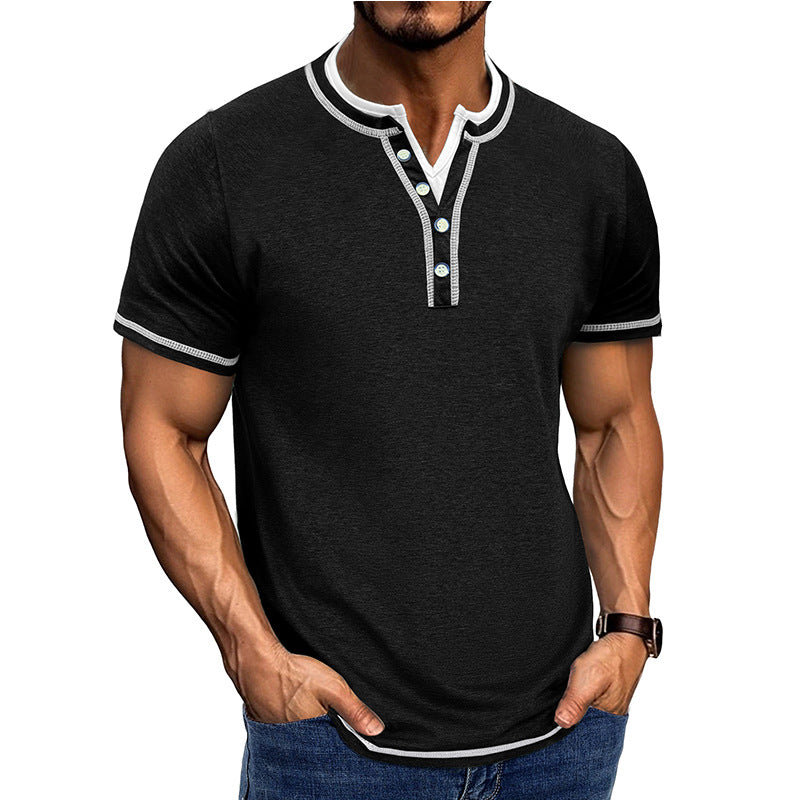 Herren Henley Shirt – Bequeme Passform – Atmungsaktive Baumwolle – Kurzarm – Knopfleiste