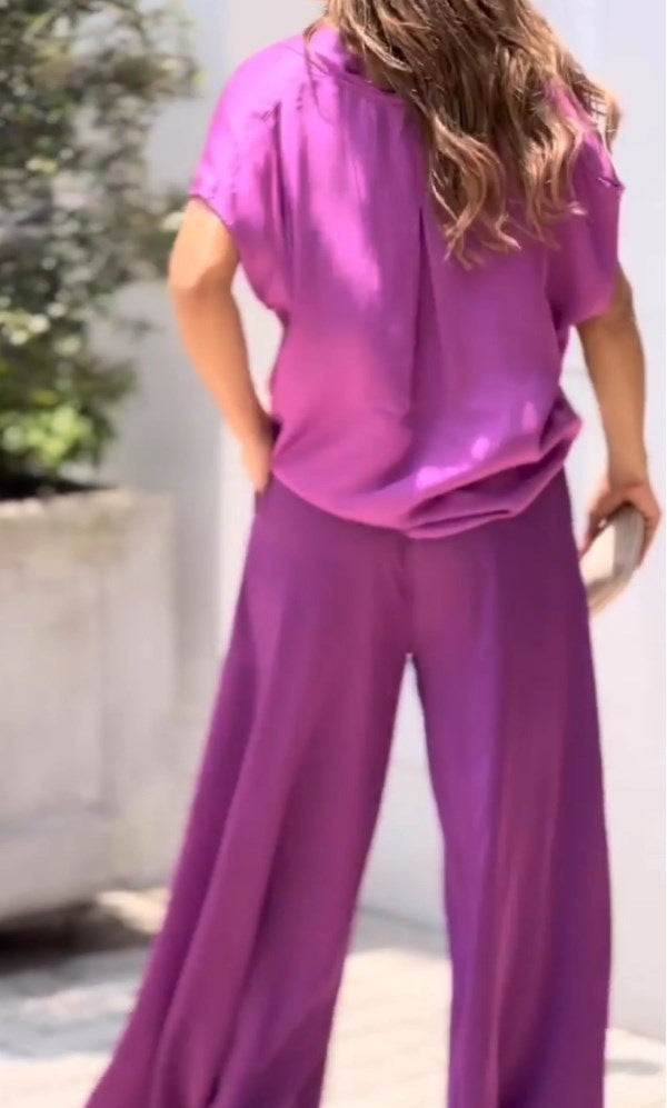 Women’s Wrap Set – Flowing Fit – Wide Leg – Deep V-Neck – Luxury Fabric