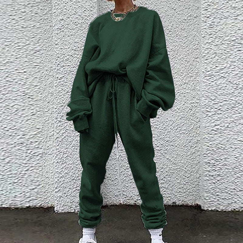 Damen Lounge Set – Lockerer Schnitt – Weicher Baumwollmix – Langarm – Vollständig