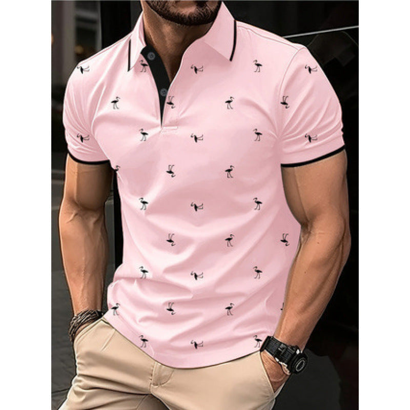 Herren Polo Shirt – Regular Fit – Baumwollmischung – Knopfleiste – Bedruckt