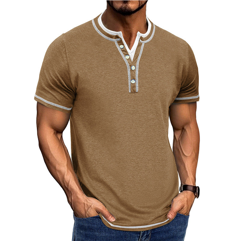Herren Henley Shirt – Bequeme Passform – Atmungsaktive Baumwolle – Kurzarm – Knopfleiste