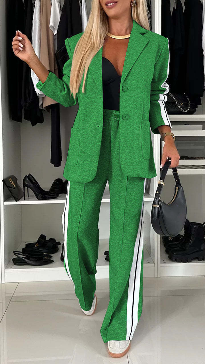 Damen Anzugset – Blazer mit Reverskragen – Relaxed Fit – Hose mit Seitenstreifen