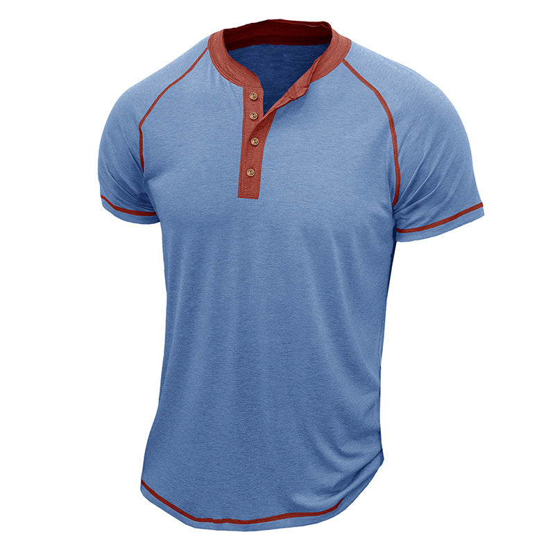 Herren Henley Shirt – Regular Fit – Kurzarm – Cottonmix – Kontrastdetails