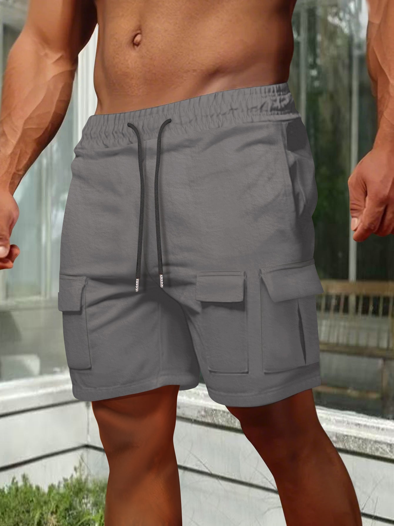 Herren Cargo Shorts – Relaxed Fit – Atmungsaktiv – Elastischer Bund – Seitentaschen