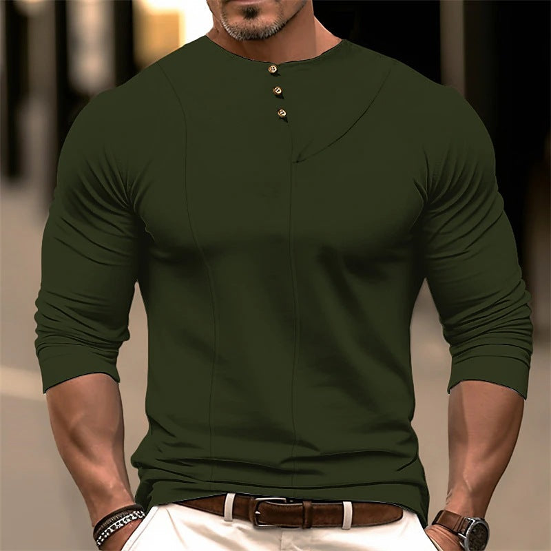 Herren Langarmhemd – Slim Fit – Ergonomischer Schnitt – Asymmetrische Knopfleiste