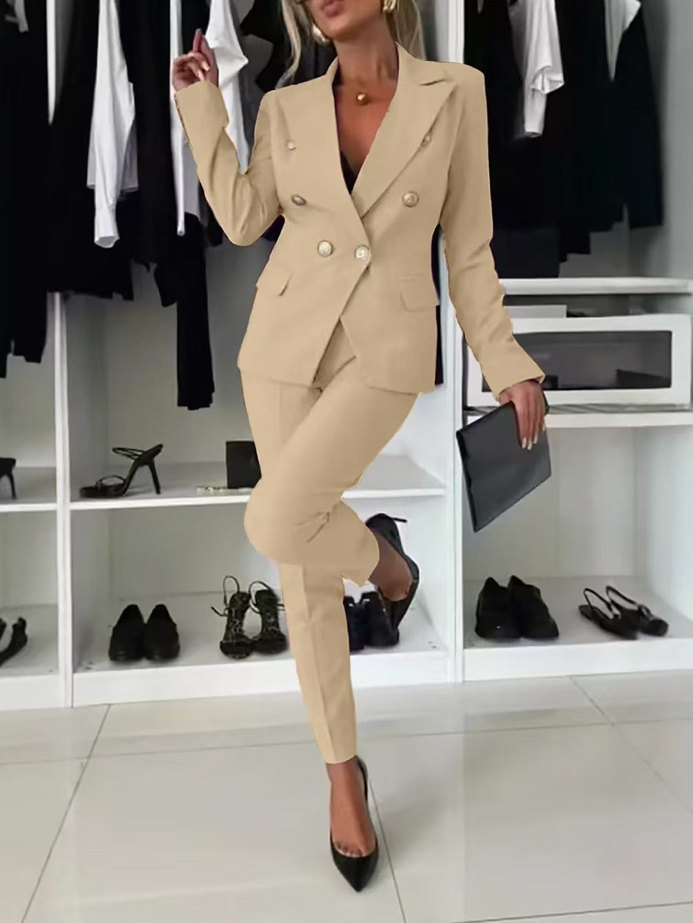 Damen Blazer – Slim Fit – Doppelreihig – Tailiertes Revers – Business Look