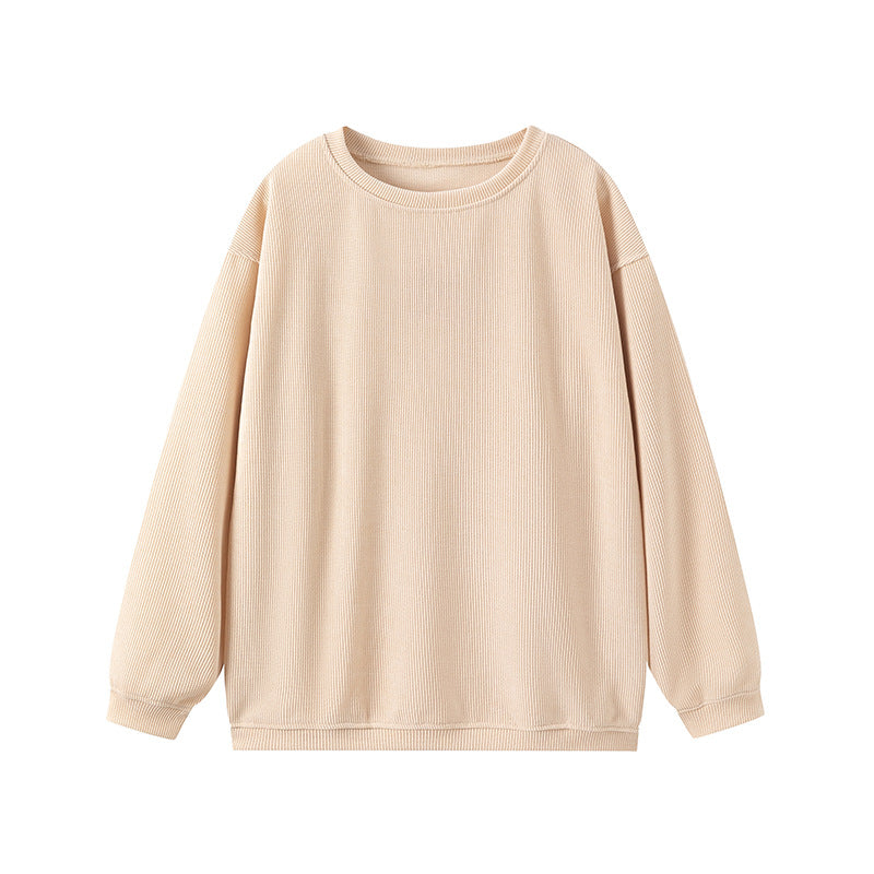 Damen Pullover – Relaxed Fit – Gerippter Strick – Rundhals Langarm Casual Look