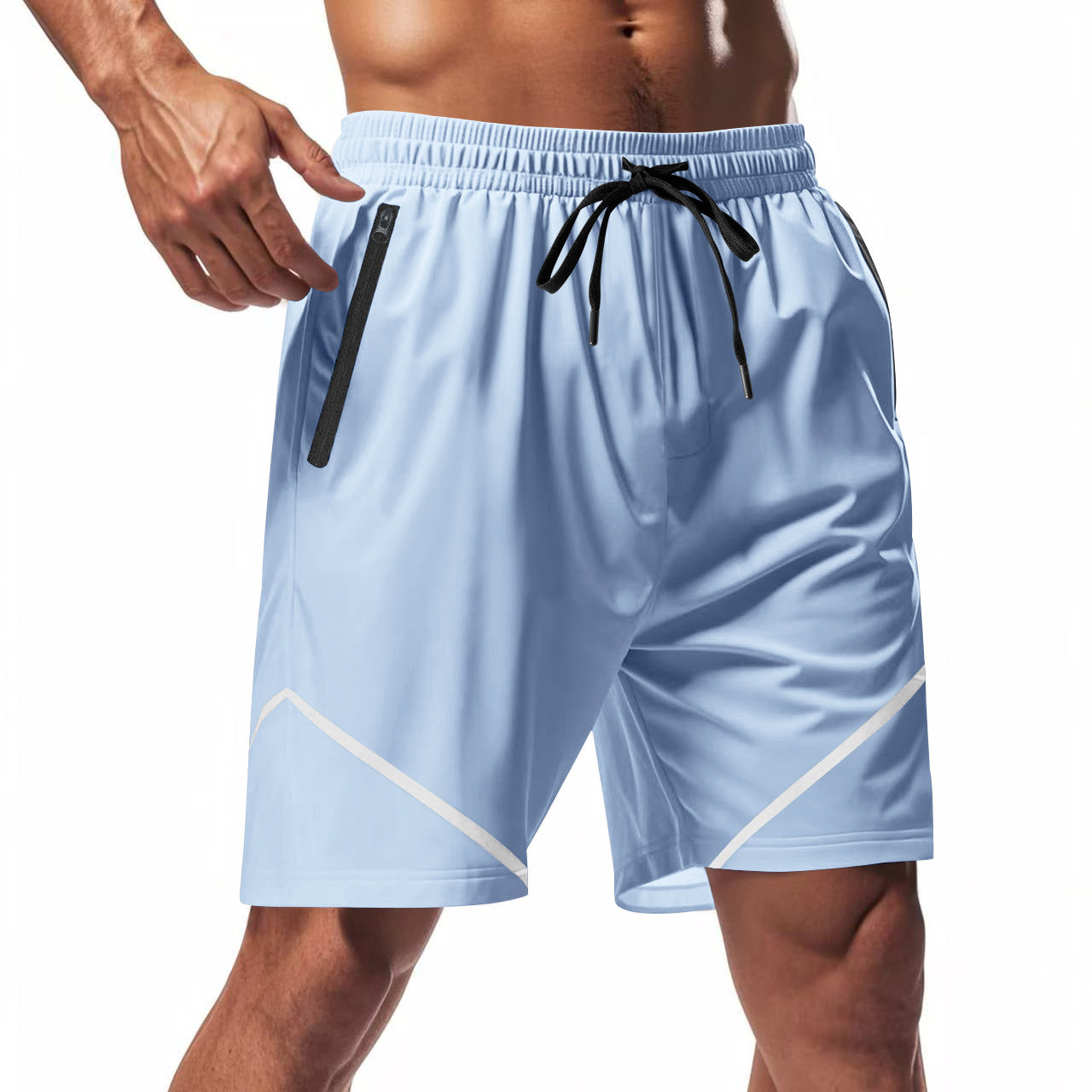 Herren Shorts – Atmungsaktive Mischung – Lockere Passform – Kniehoch – Reißverschlusstaschen