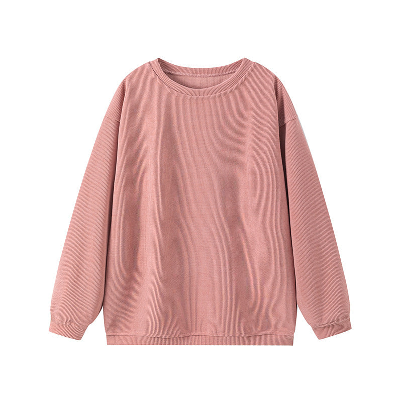 Damen Pullover – Relaxed Fit – Gerippter Strick – Rundhals Langarm Casual Look