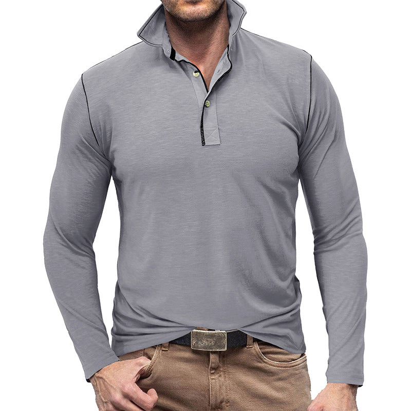 Herren Polohemd Langarm – Slim Fit – Weiches Material – Klassischer Kragen