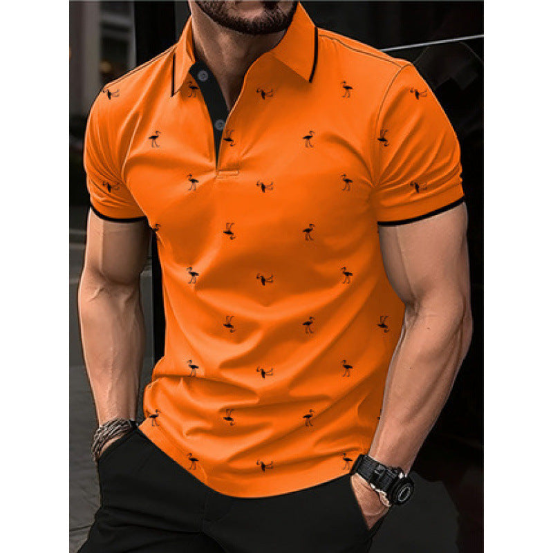 Herren Polo Shirt – Regular Fit – Baumwollmischung – Knopfleiste – Bedruckt