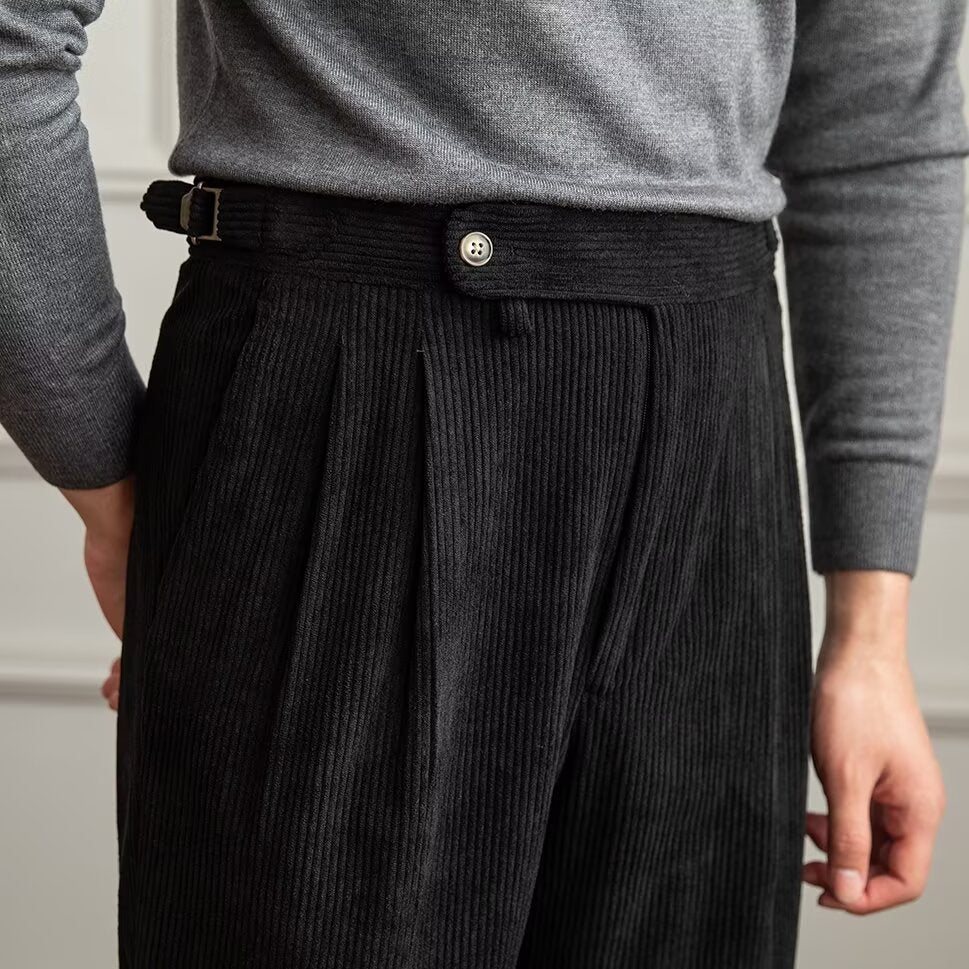 Herren Cordhosen – Gerade Passform – Hoher Bund – Bügelfalten – Volllang