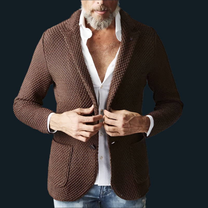 Herren Blazer – Tailored Fit – Strukturierter Stoff – 2-Knopf – Notch-Revers