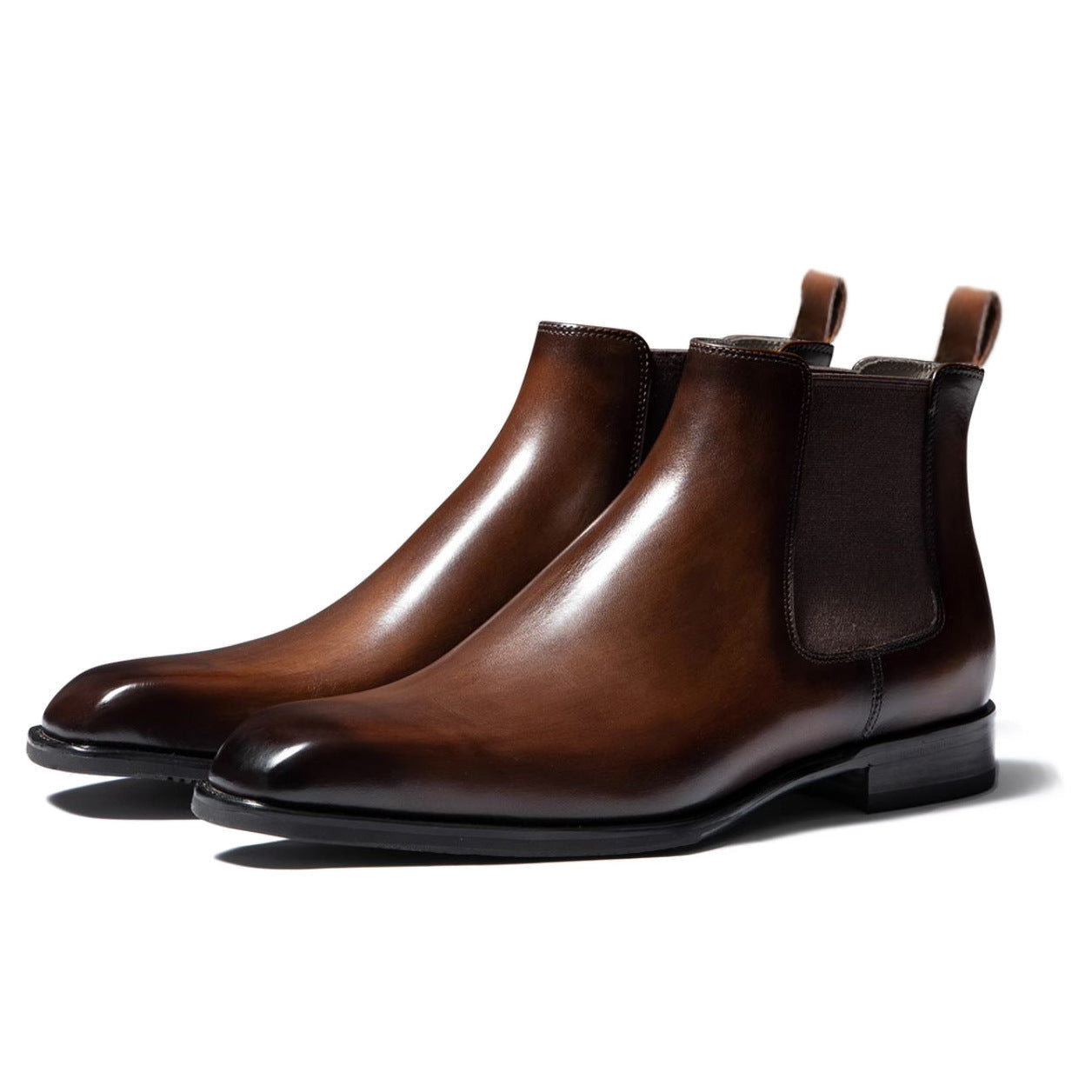 Herren Chelsea Boots – Glattes Leder – Knöchelhoch – Elastische Einsätze – Slip-On