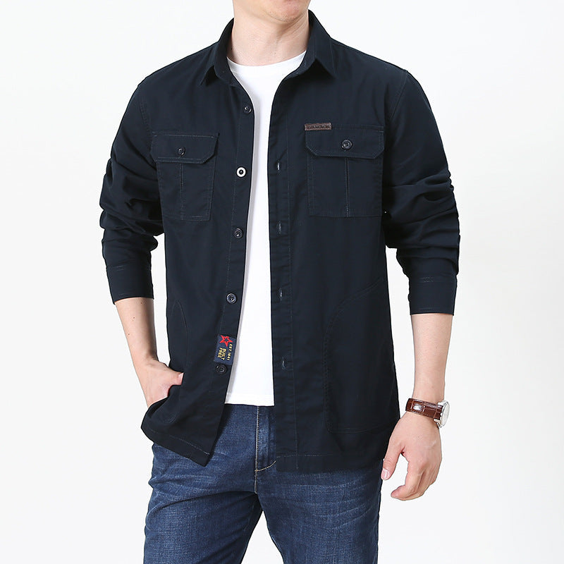 Herren Overshirt – Relaxed Fit – Atmungsaktive Mischung – Knopfleiste mit Brusttaschen