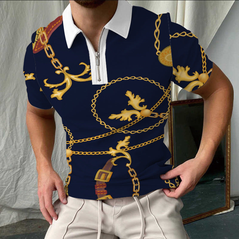 Herren Poloshirt – Slim Fit – Atmungsaktiv – Kurzarm – Karomuster – Zipperkragen