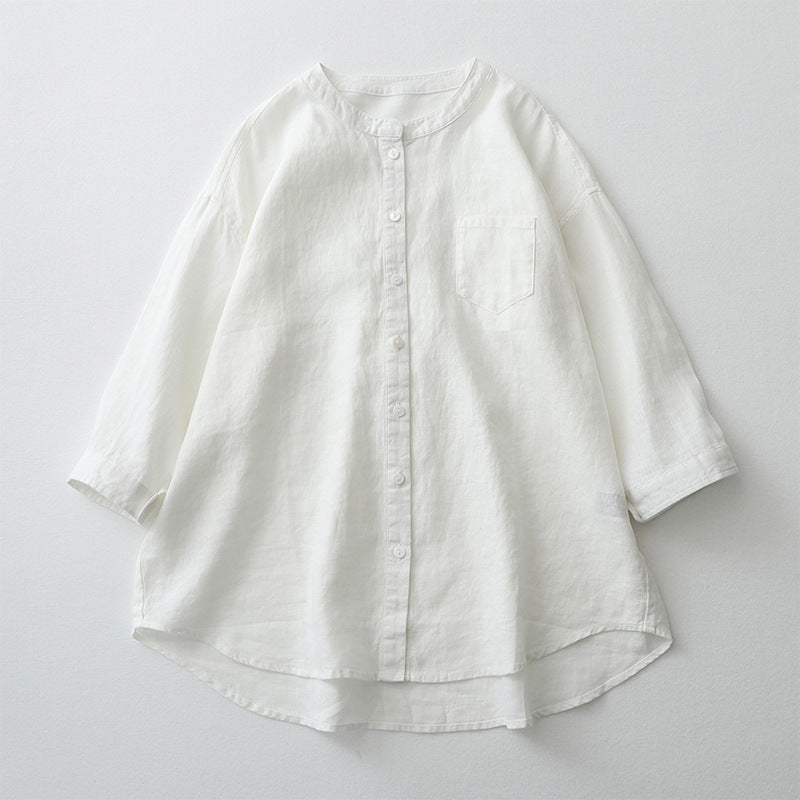 Damen Bluse – Oversized Fit – Natürliche Fasern – 3/4 Ärmel – Button-Down Casual