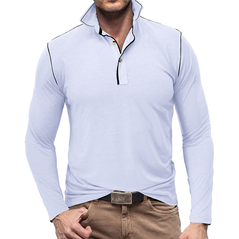 Herren Polohemd Langarm – Slim Fit – Weiches Material – Klassischer Kragen