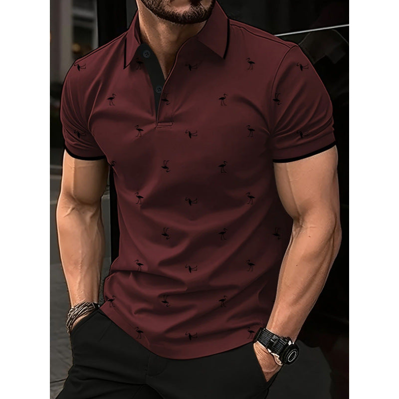 Herren Polo Shirt – Regular Fit – Baumwollmischung – Knopfleiste – Bedruckt