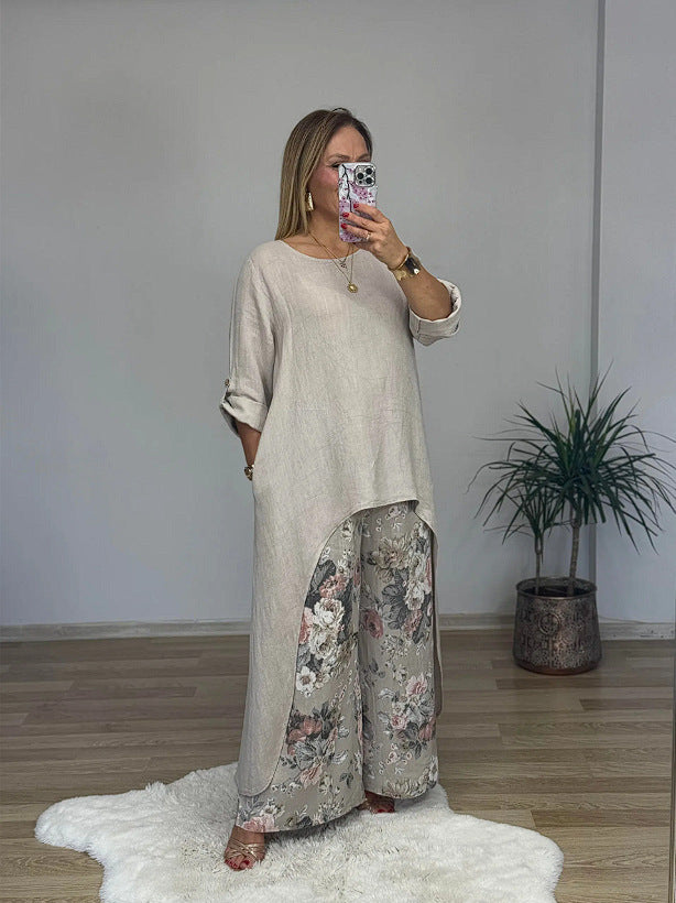 Women’s Tunic Top Set – Relaxed Fit – Natural Fibers – Long Sleeve – High-Low Hem