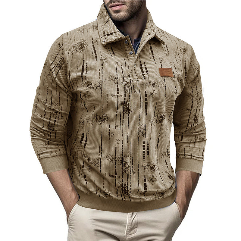 Herren Pullover – Lockerer Schnitt – Strukturiertes Rippstrick – Kragen mit Knopfleiste