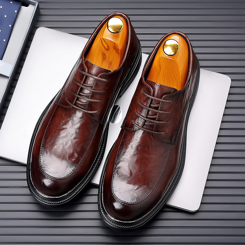 Herren Oxford-Schuhe – Handgeprägtes Leder – Geschlossene Schnürung – Elegant Klassisch