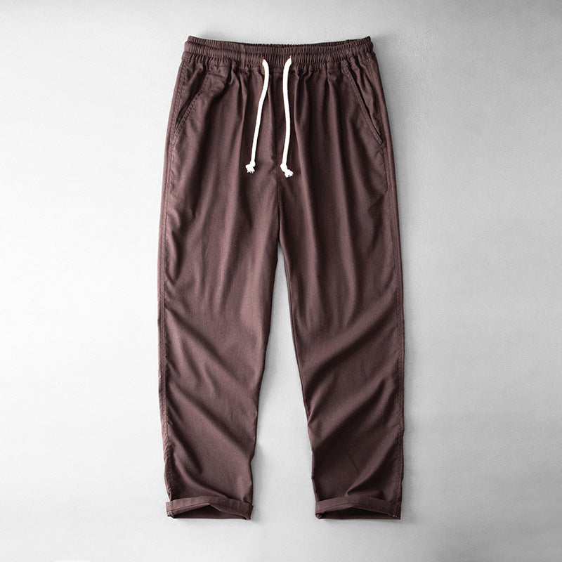 Herren Freizeithose – Lockerer Schnitt – Gerade Form – Elastischer Bund mit Kordelzug