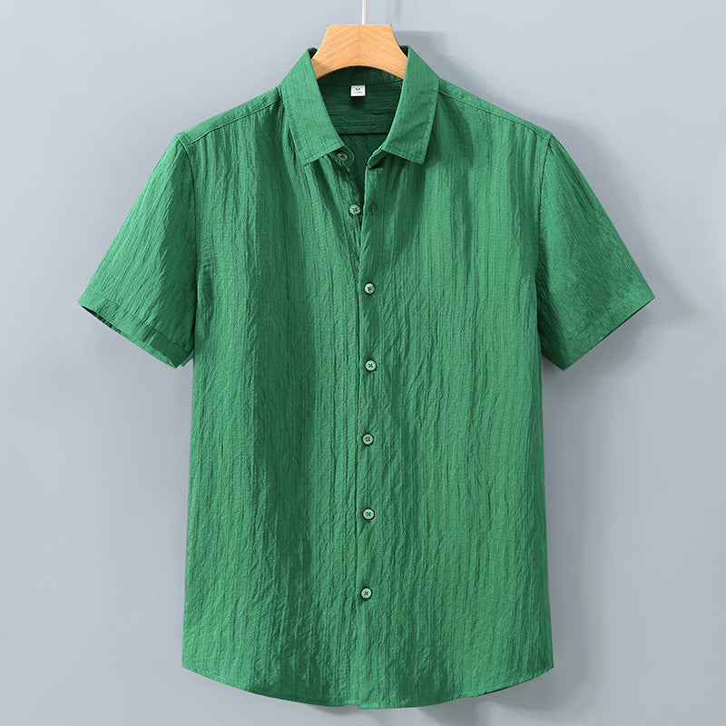 Herren Freizeithemd – Relaxed Fit – Atmungsaktive Mischung – Kurzarm – Strukturstoff