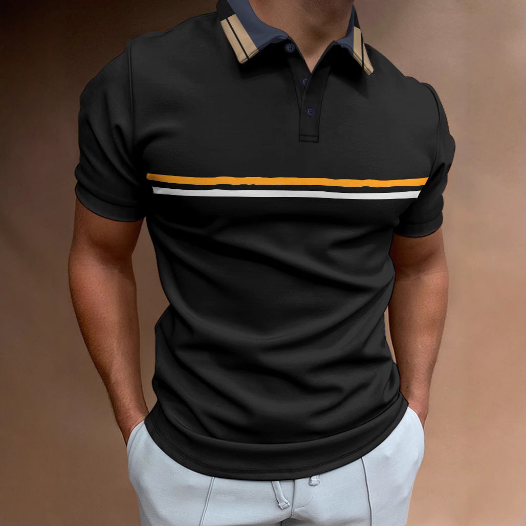 Herren Poloshirt – Slim Fit – Atmungsaktives Mischgewebe – Gestreiftes Brustdesign