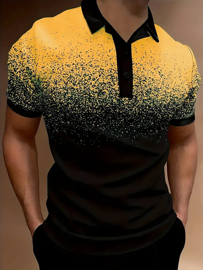 Herren Poloshirt – Slim Fit – Atmungsaktive Mischung – Gradient Design – Freizeitkleidung