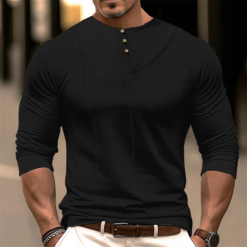 Herren Langarmhemd – Slim Fit – Ergonomischer Schnitt – Asymmetrische Knopfleiste