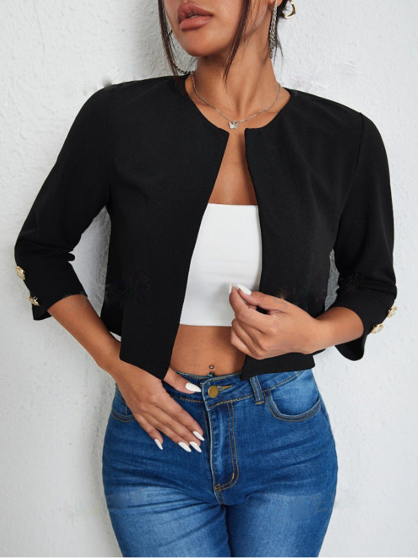 Damen Strickjacke – Taillierter Schnitt – Weicher Strick – Rundhals – Zierknöpfe