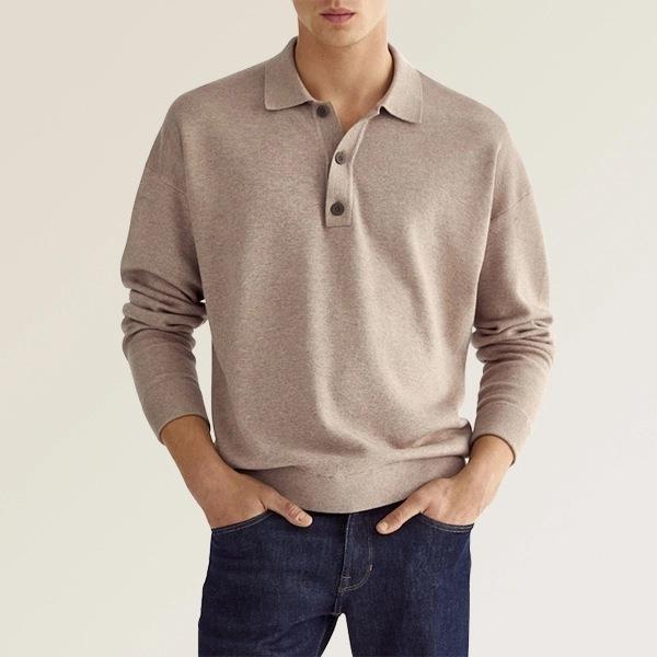 Herren Langarm Poloshirt – Klassischer Schnitt – Soft Knit – Atmungsaktiv – Komfortabel