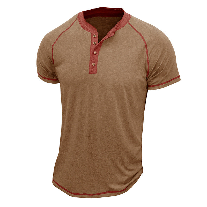 Herren Henley Shirt – Regular Fit – Kurzarm – Cottonmix – Kontrastdetails