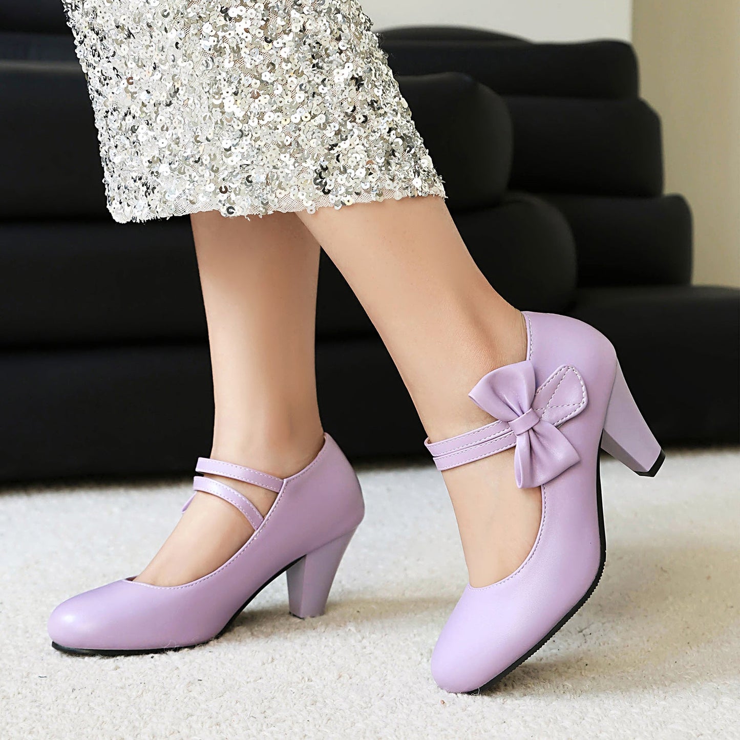 Damen High Heels – Spitzer Zehenbereich – Schleifendetail – Doppelriemen Design