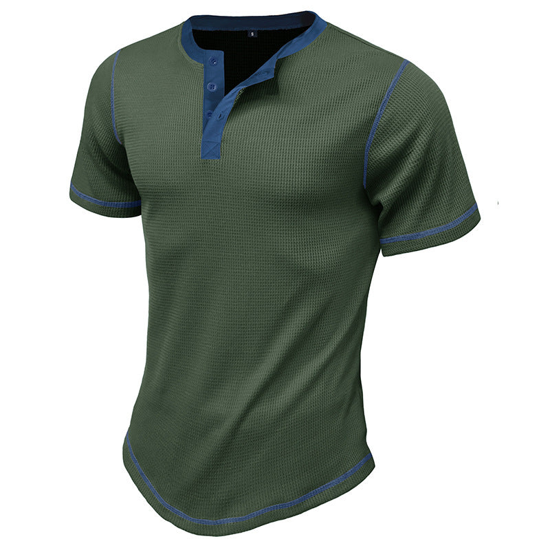 Herren Henley Shirt – Moderner Schnitt – Atmungsaktiv – Kurzarm – Kontrastnähte