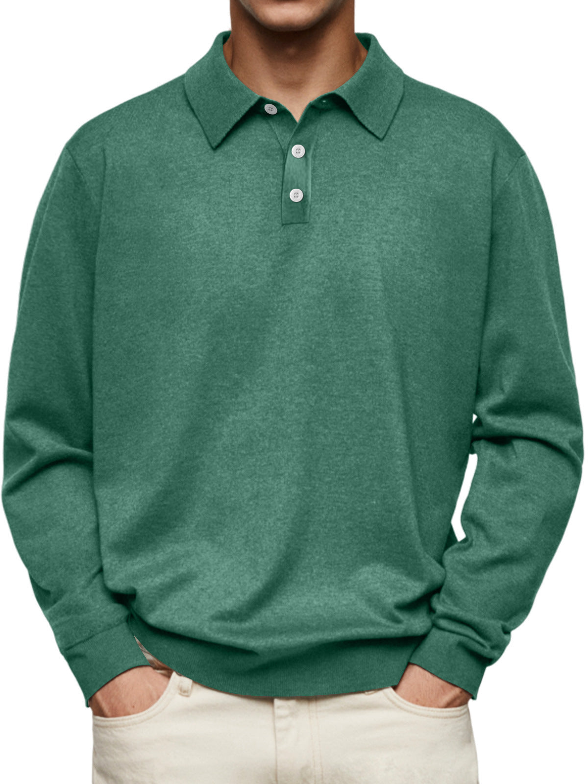 Herren Polohemd – Soft Knit – Relaxed Fit – Langarm Bequem Freizeitshirt