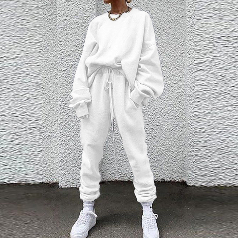 Damen Lounge Set – Lockerer Schnitt – Weicher Baumwollmix – Langarm – Vollständig