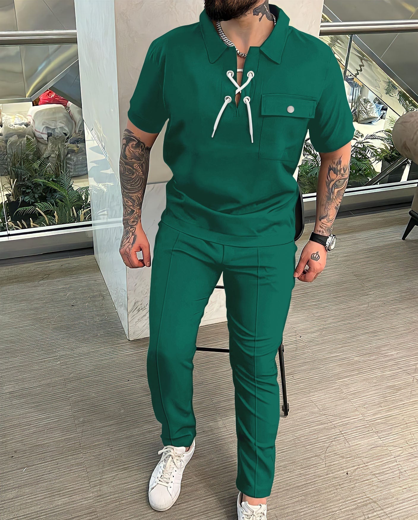 Herren Kurzanzug – Slim Fit – Atmungsaktives Material – Smart Casual Look