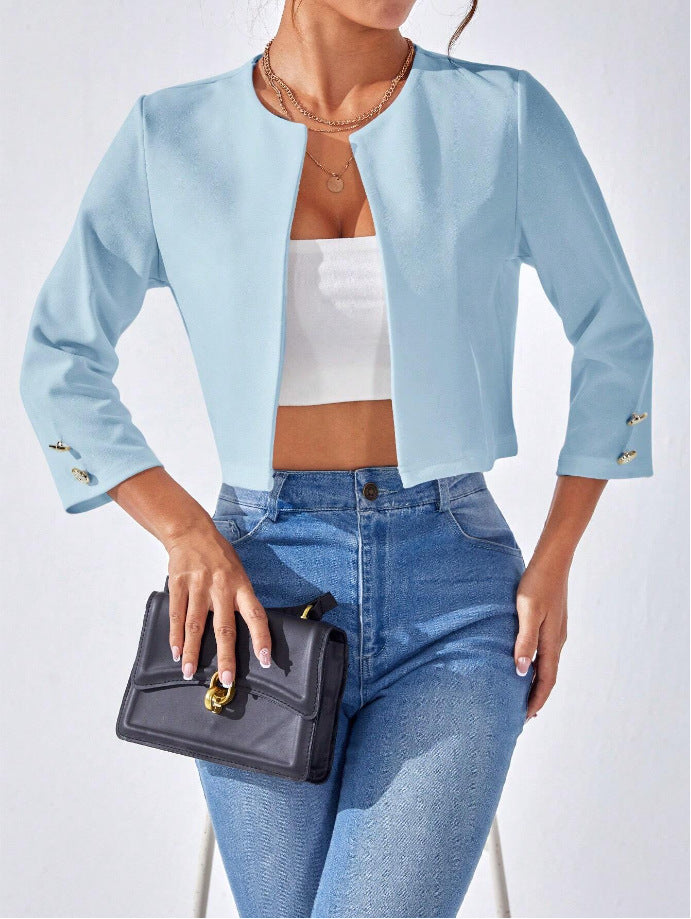 Damen Strickjacke – Taillierter Schnitt – Weicher Strick – Rundhals – Zierknöpfe