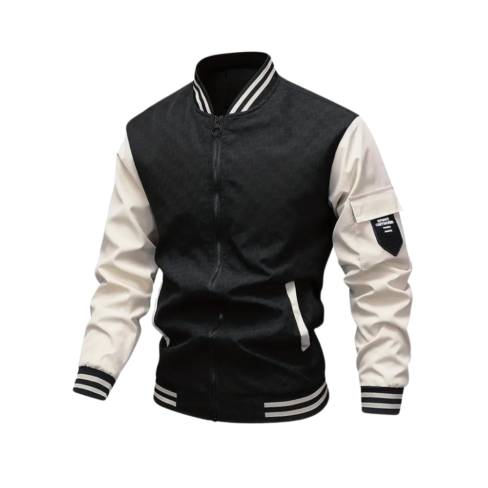 Herren Bomberjacke – Regular Fit – Zipper – Kontrastärmel – Rippbund – Casual Style
