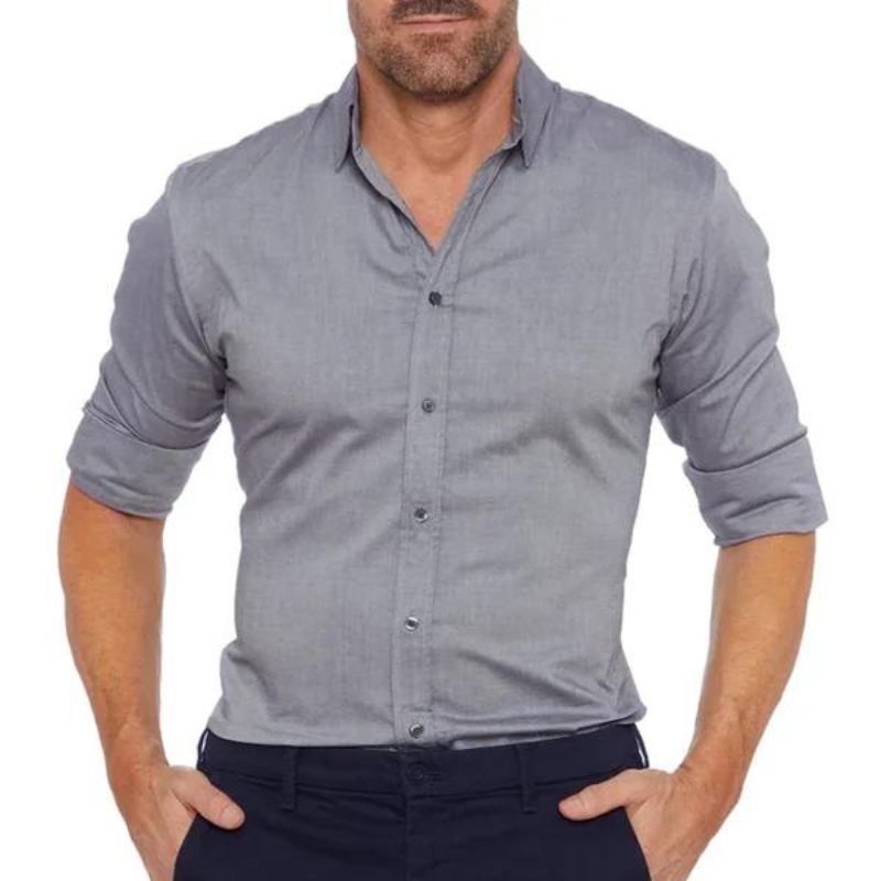 Herren Hemd – Slim Fit – Atmungsaktives Gewebe – Langarm – Knopfleiste