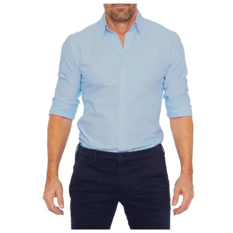 Herren Hemd – Slim Fit – Atmungsaktives Gewebe – Langarm – Knopfleiste