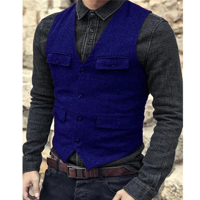 Herren Weste – Vintage Stil – Taillierter Schnitt – Atmungsaktives Gewebe