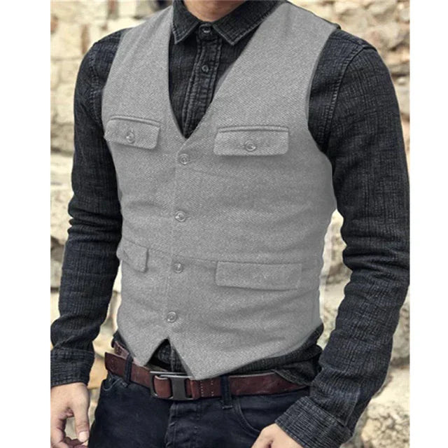 Herren Weste – Vintage Stil – Taillierter Schnitt – Atmungsaktives Gewebe
