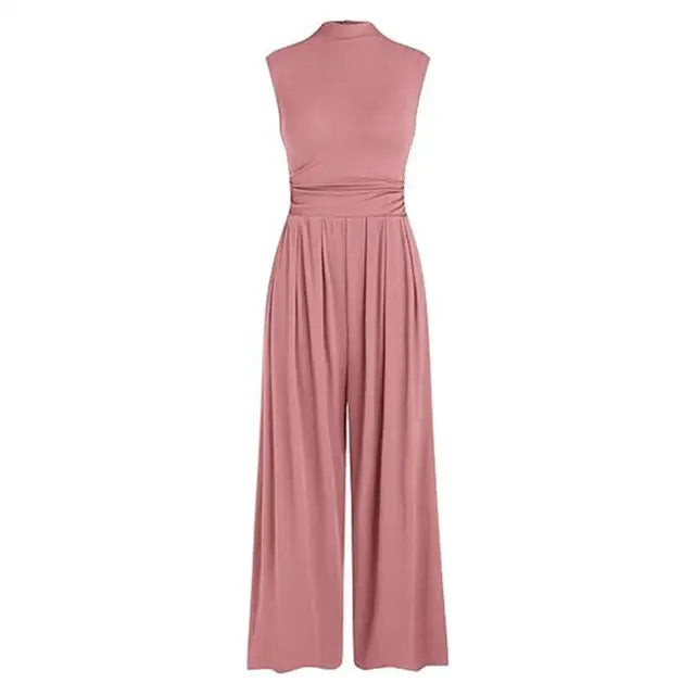 Damen Jumpsuit – Ärmellos – Eleganter Schnitt – Fließender Stoff – Formbetont